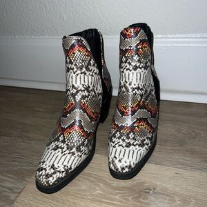 Yoki Multicolor Snake Print Ankle Boots